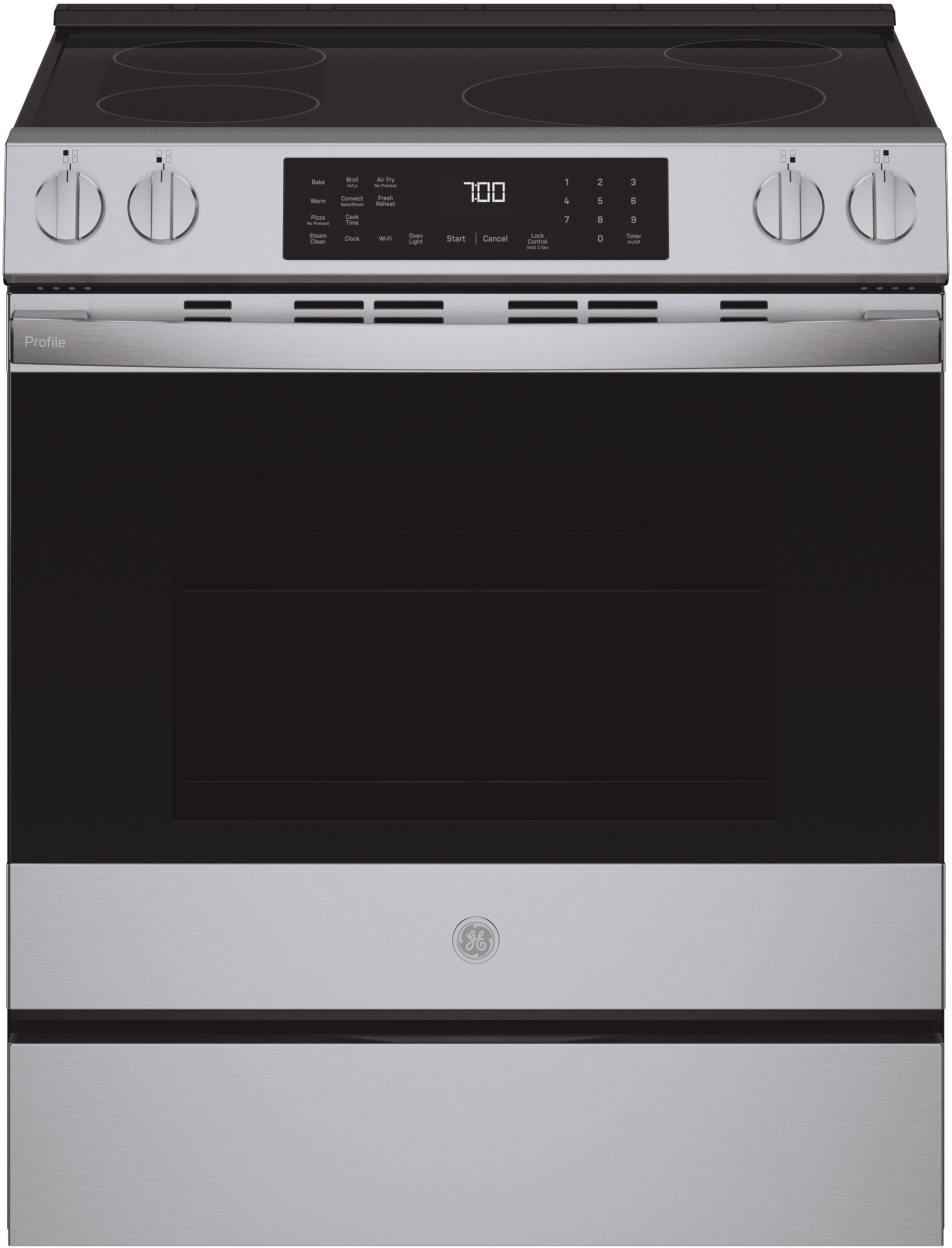 GE Profile™ ENERGY STAR® 30" Smart Slide-In Induction and Convection Range with No Preheat Air Fry and EasyWash™ Oven Tray in Stainless | PHS700AYFS