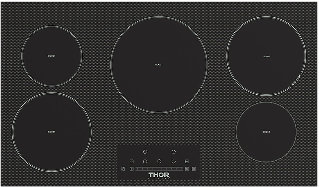 Thor Kitchen PIH36 36 Inch 5-Element Induction Cooktop In Black With Touch Controls, Energy Efficient, Child Lock, Automatic Safety Switch-Off