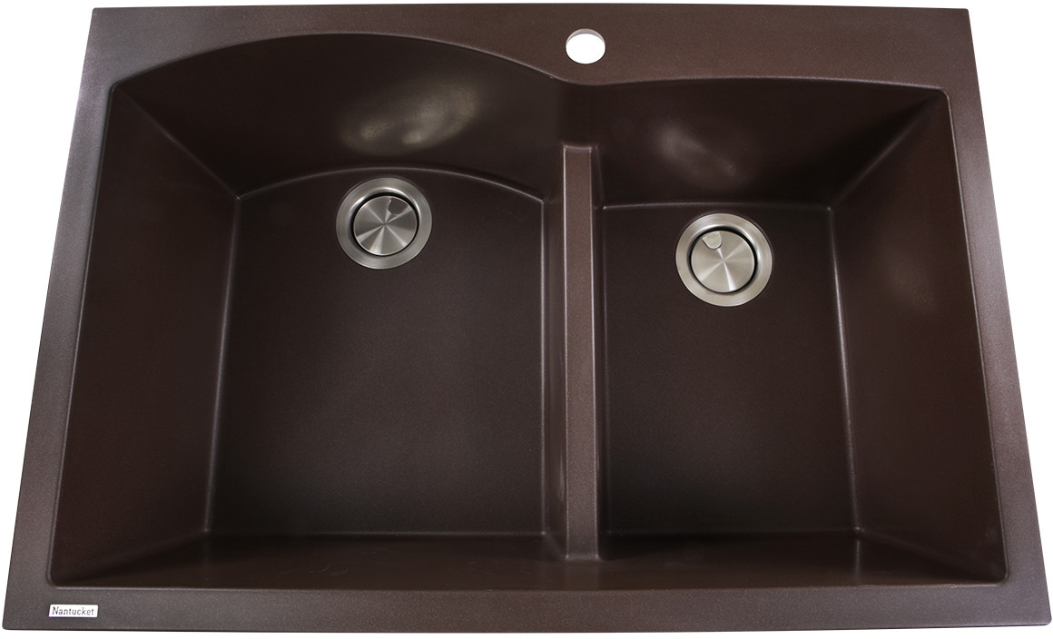Nantucket Sinks Plymouth Collection Drop-In/Undermount Granite Composite Rectangle Sink PR6040BR