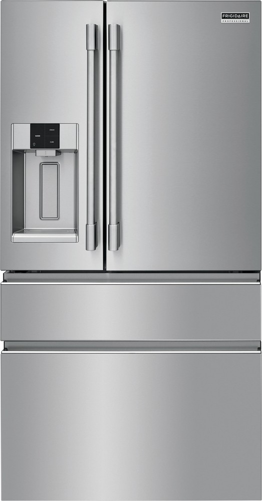 Frigidaire 4 Piece Kitchen Appliances Package with French Door Refrigerator, Electric Range, Over the Range Microwave and Dishwasher in Stainless Stee