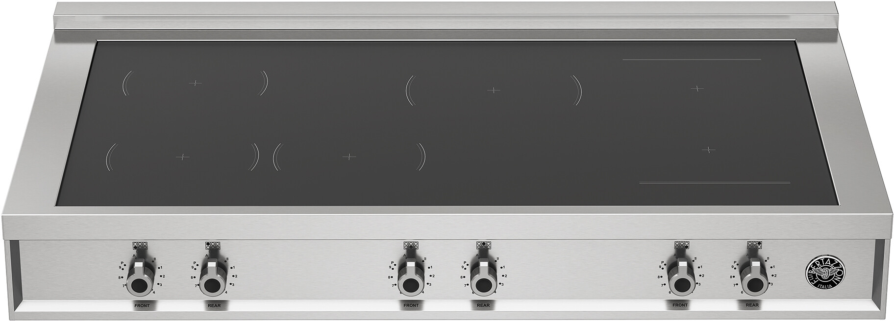 Bertazzoni PRO48RT6IXT Professional Series 48 inch Induction Rangetop wtih 6 Elements, Bridge Function, Timer, Residual Heat Sensor, Metal Knobs (Stainless Steel)