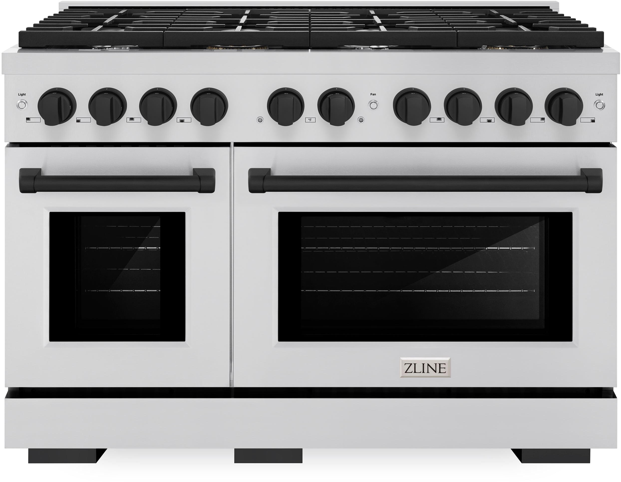 ZLINE SGRZ48MB 48 inch Autograph Edition Paramount Series Gas Range with 8 Burners, 6.7 cu. ft. Capacity Oven, Convection Cooking, Reversible Cast-Iron Griddle and Italian-Made Auto-Reignition Burners (Stainless Steel, Matte Black)