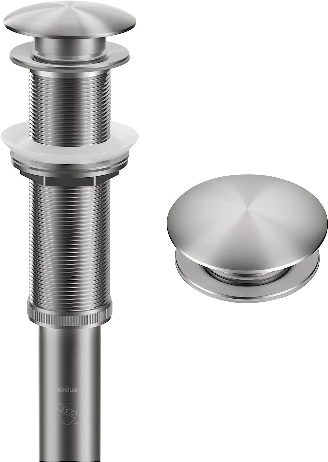 Kraus PU-L10SFS Bathroom Sink Pop-Up Drain with Extended Thread, Spot-Free Stainless Steel