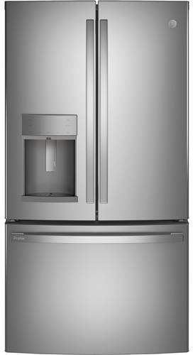 GE Profile 4 Piece Kitchen Appliances Package with French Door Refrigerator and Dishwasher in Stainless Steel GERECTRHDW1