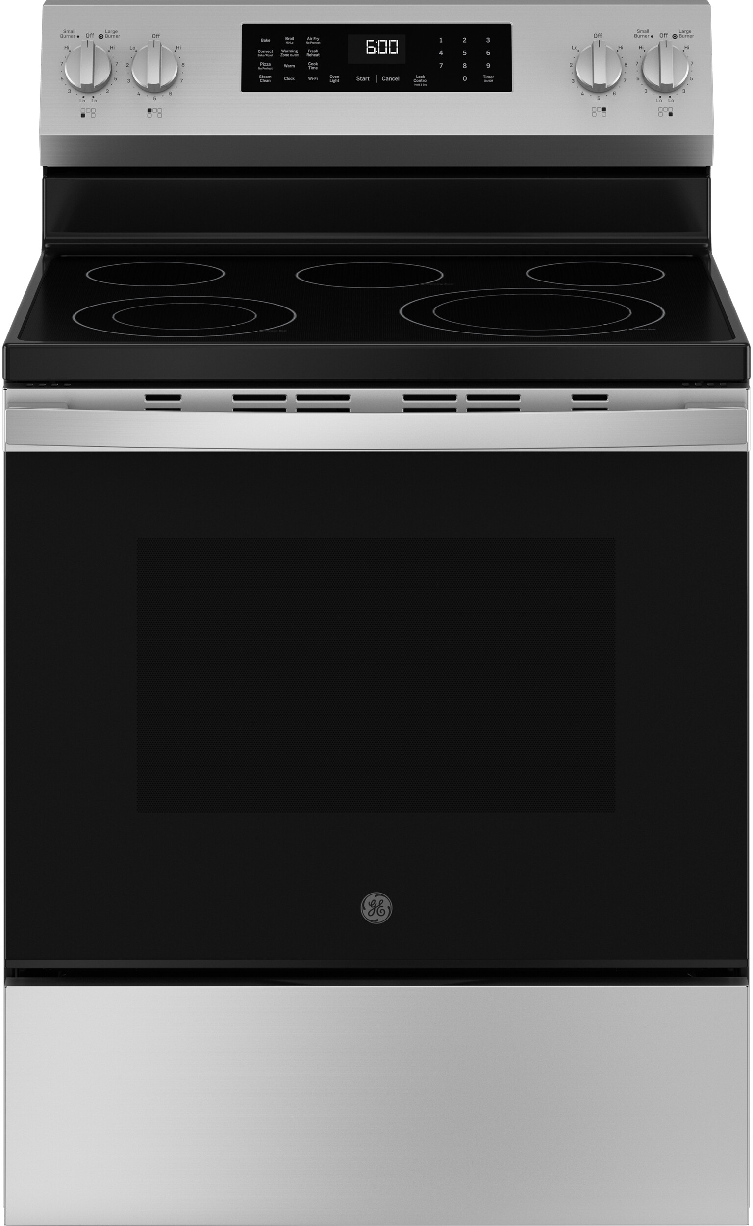GE - 5.3 Cu. Ft. Freestanding Electric Convection Range with Steam Cleaning and EasyWash Tray