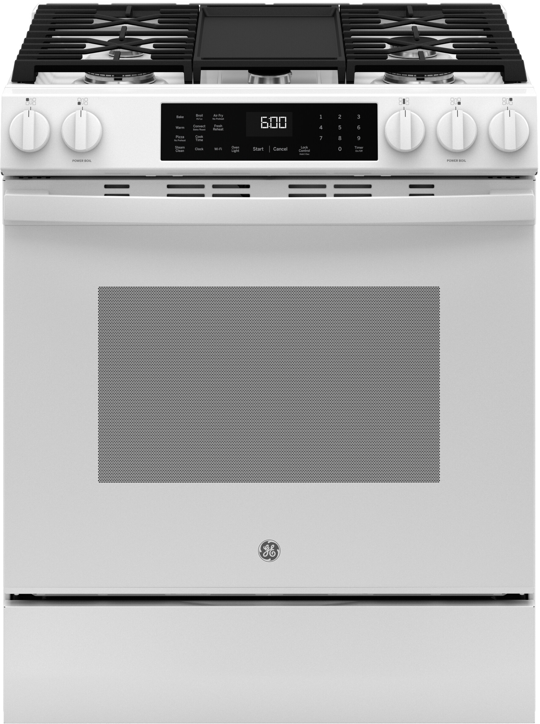 GE - 5.3 Cu. Ft. Slide-In Gas Convection Range with Steam Cleaning and EasyWash Tray