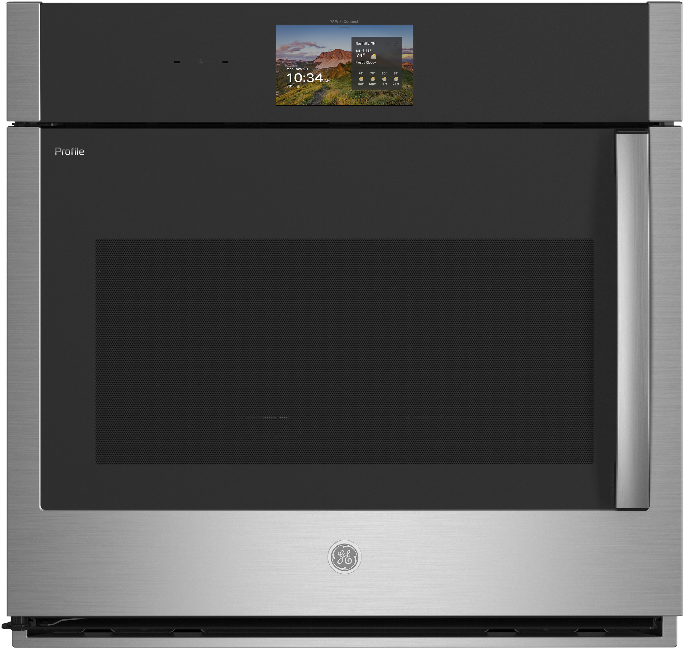 GE Profile PTS700LSZSS 30 inch Smart Built-In Convection Single Wall Oven with 5 cu. ft. Capacity, Side-Swing Door, True European Convection with Direct Air and No Preheat Air Fry in Stainless Steel (Left Hinge)