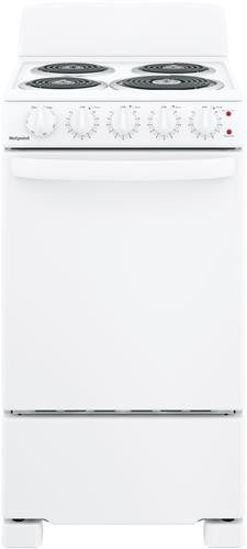 Hotpoint RAS200DMWW 20" Electric Free-Standing Front-Control Electric Range - Front Controls, Sensi-Temp Technology, Lift-Up Cooktop