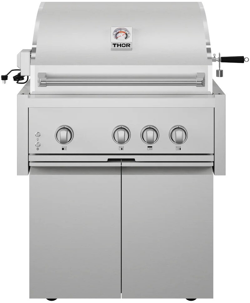 Thor Kitchen RBG3201 32 inch Gordon Ramsay Collection Freestanding Gas Grill with 66000 BTU Overall Output, Rotisserie Kit, Integrated Lighting System and Large Built-In Temperature Gauge in Stainless Steel