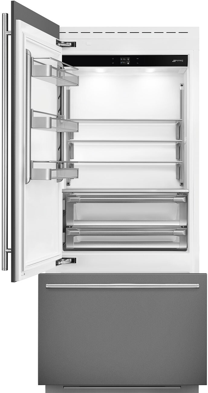 Smeg 36 Inch 36" Built In Counter Depth Bottom Freezer Refrigerator RBMU36L | Fridge.com