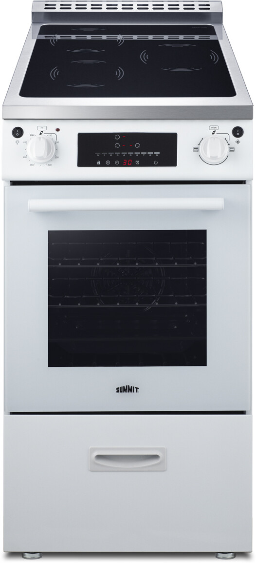 Summit REN20W2 20 inch Freestanding Induction Range with 3 Elements, 2.09 cu. ft. Oven Capacity, Convection, ENERGY STAR Certified and Residual Heat Indicator (White)
