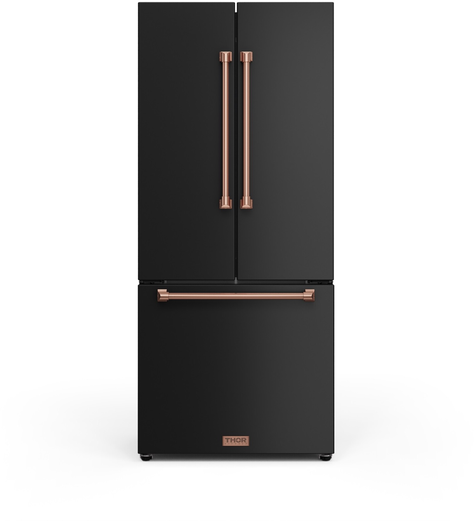 30 in. Wide Gordon Ramsay Series by Thor Kitchen 17.5 Cu. Ft. Counter Depth Refrigerator with Rose Gold Hardware - Black — FIN-0019920 | Fridge.com