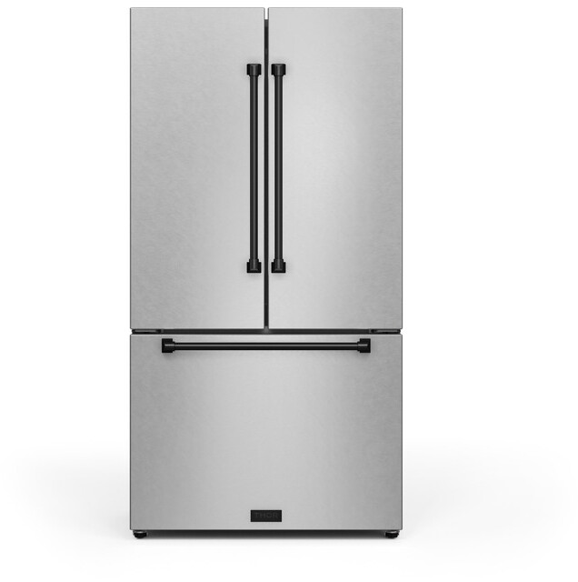 36 in. Wide Gordon Ramsay Series by Thor Kitchen 20.3 Cu. Ft. Counter Depth Refrigerator with Black Hardware - Stainless Steel — FIN-0018133 | Fridge.com