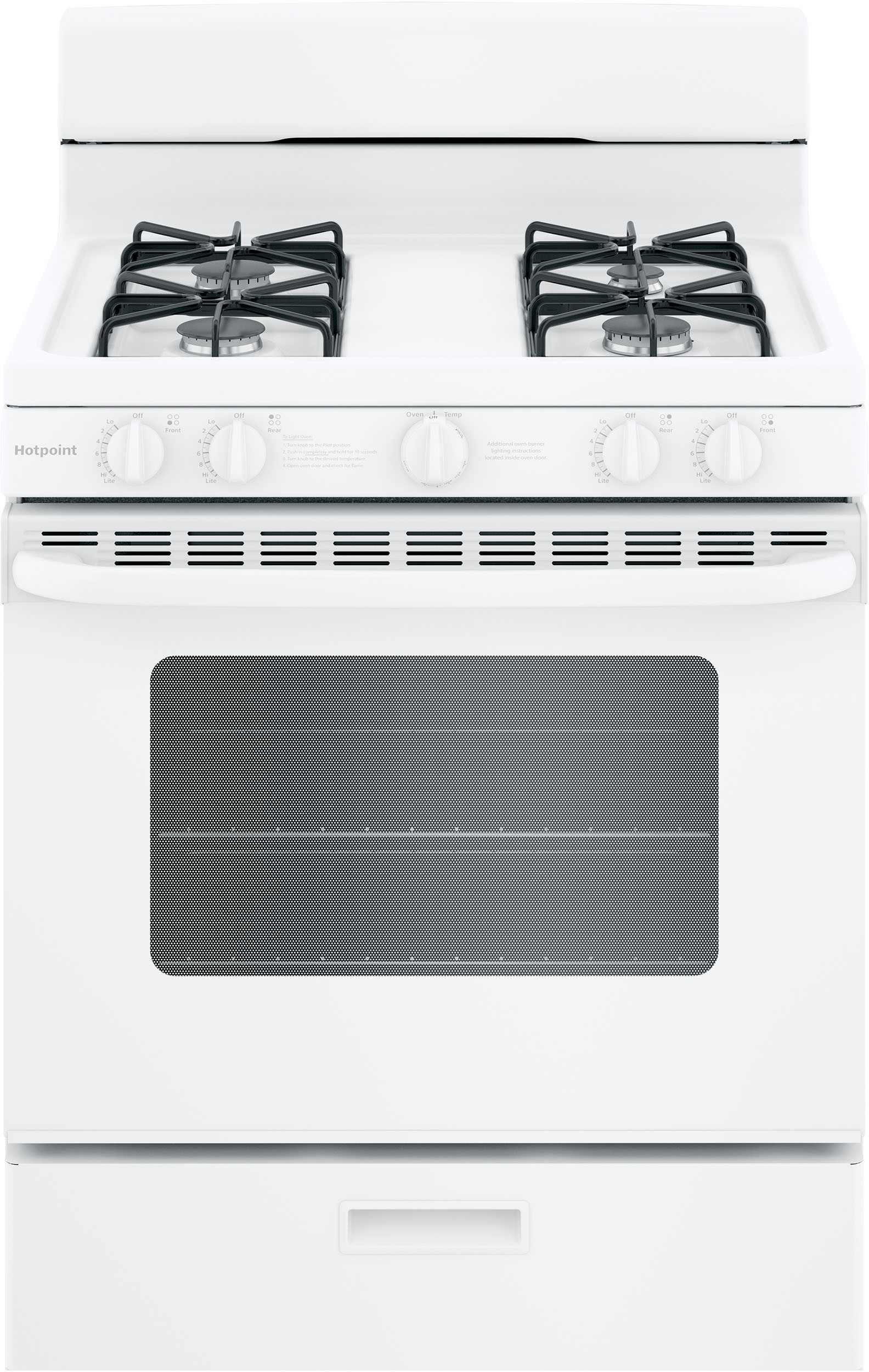 Hotpoint RGBS200DMWW 30" Free-Standing Gas Range With Cordless Battery Ignition - 4.8 Cu. Ft. Oven Capacity, Sealed Cooktop Burners, Porcelain Finish,