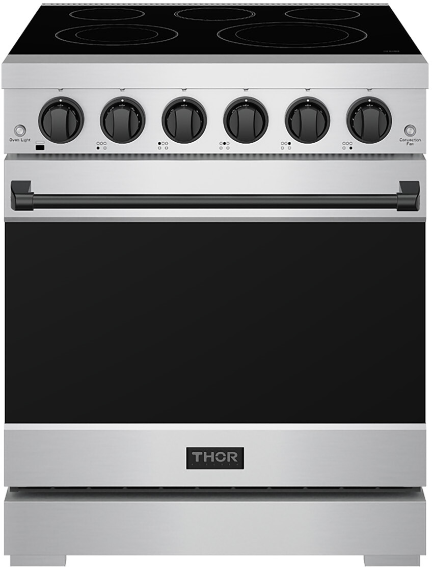 Thor Kitchen RSE30PBLK Gordon Ramsay Series 30 inch Professional Electric Range with 5 Elements, 4.55 cu. ft. Oven Capacity, True Convection Fan and