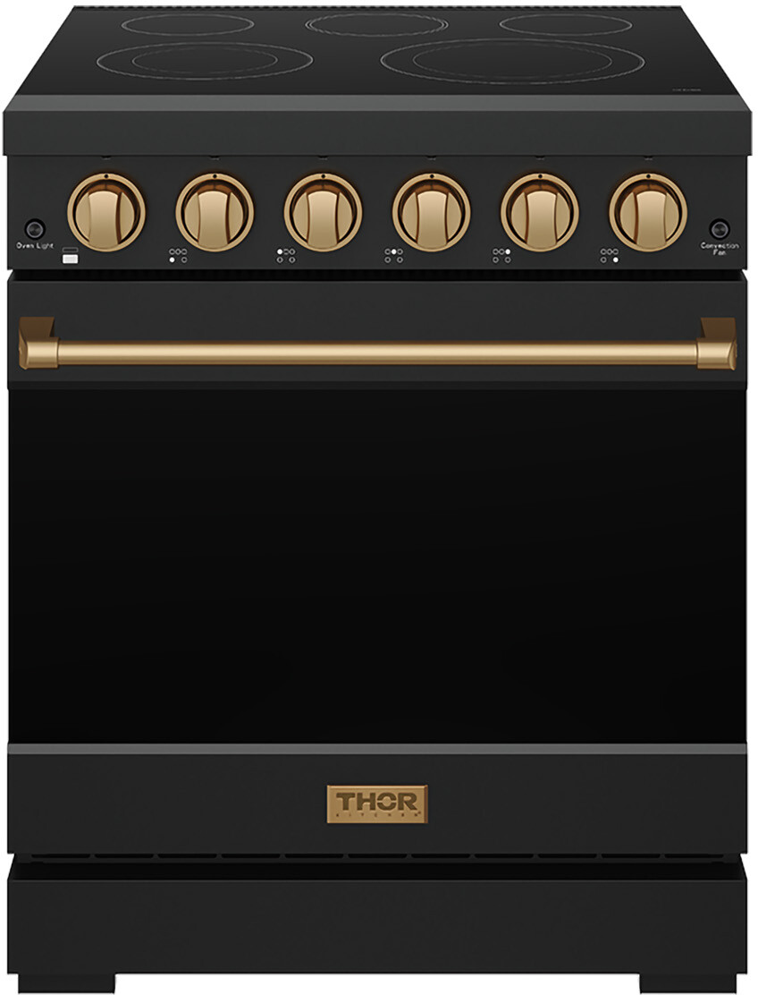 Thor Kitchen RSE30PBBRZ 30 Inch Professional Electric Range With Precision Knob Control In Black And Bronze Gordon Ramsay Series