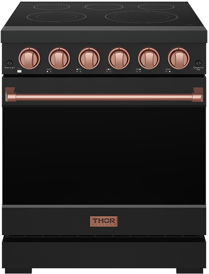 Thor Kitchen RSE30PBRSG 30 Inch Professional Electric Range With Precision Knob Control In Black And Rose Gold Gordon Ramsay Series