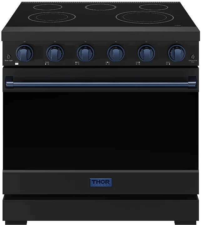 Thor Kitchen RSE36PBBLU 36 Inch Professional Electric Range In Black/Blue Gordon Ramsay Series, High-Output Burners, Even Heat Distribution, Unisex