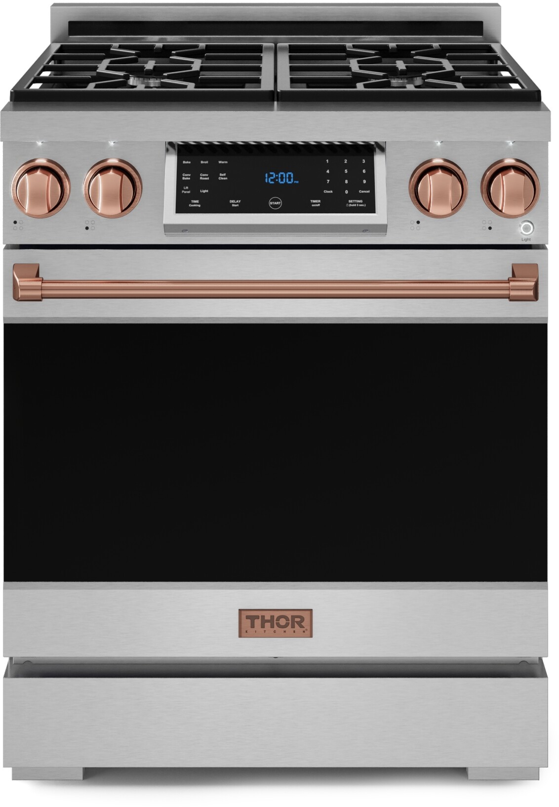 Thor Kitchen RSG30LPRSG Gordon Ramsay Collection 30 inch Gas Range with 4.55 cu. ft. Oven Capacity, Convection, Tilt Panel, in Stainless Steel (Rose Gold, Liquid Propane)