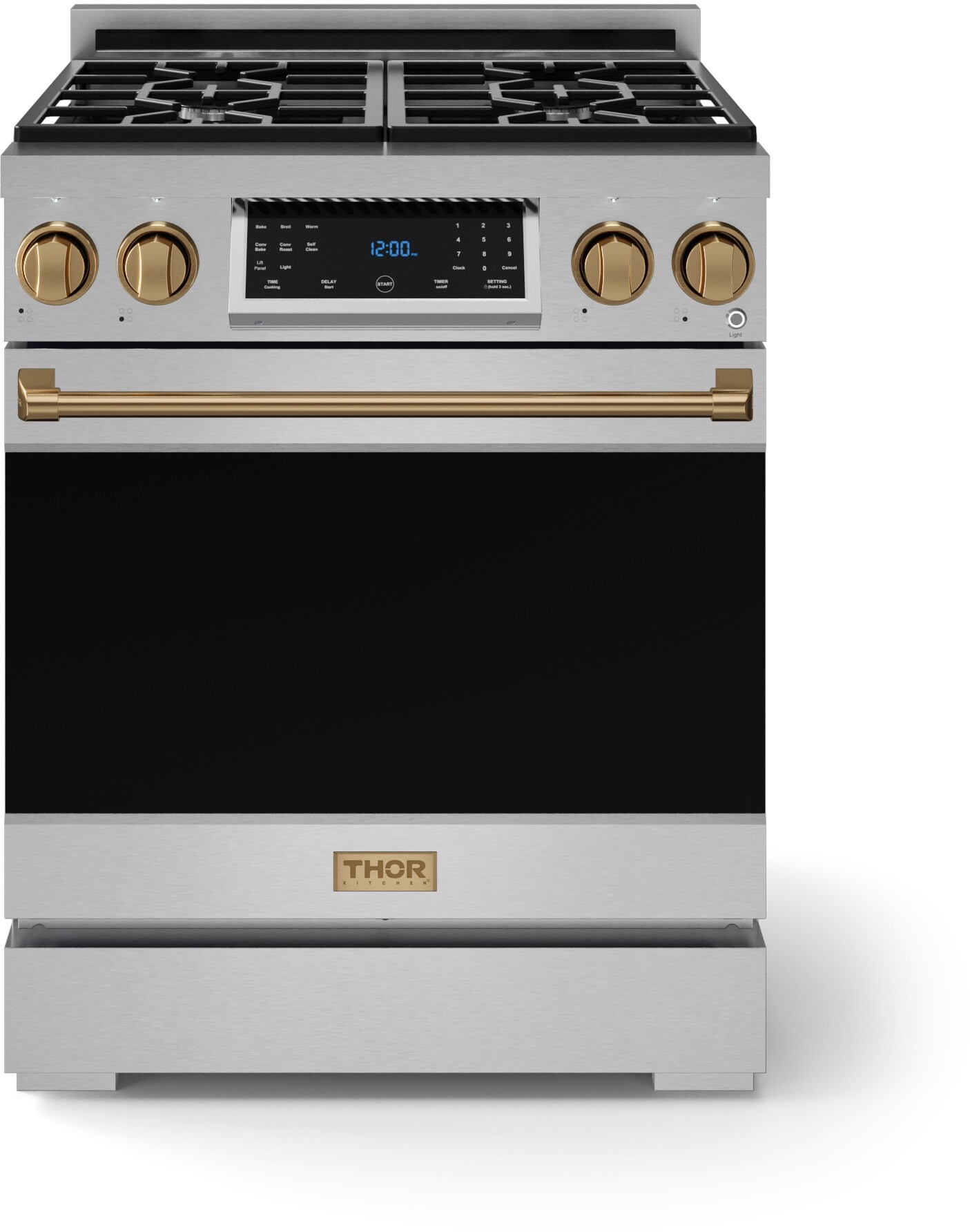 Thor Kitchen RSG30LPBRZ Gordon Ramsay Collection 30 inch Gas Range with 4.55 cu. ft. Oven Capacity, Convection, Tilt Panel, in Stainless Steel (Bronze, Liquid Propane)