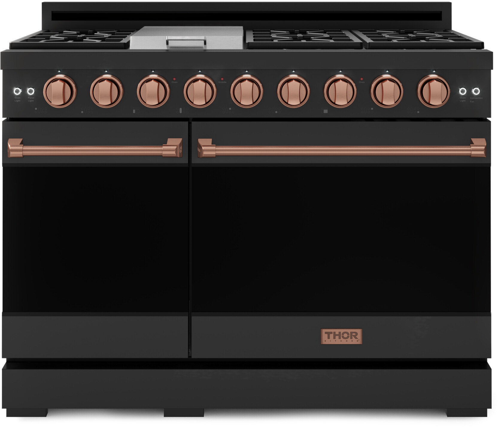 Thor Kitchen RSG48EBLPRSG Gordon Ramsay Collection 48 inch Gas Range with 7 cu. ft. Oven Capacity, Convection, in Black (Rose Gold, Liquid Propane)
