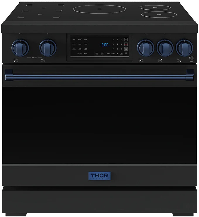 Thor Kitchen RSI36BBLU 36 Inch Professional Induction Range With Tilt Panel Touch Control In Black And Blue Gordon Ramsay Series