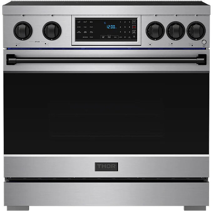 Thor Kitchen RSI36BLK 36 Inch Professional Induction Range With Tilt Panel Touch Control In Stainless Steel And Black Gordon Ramsay Series