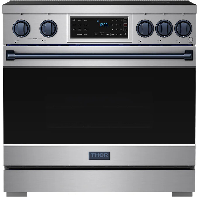 Thor Kitchen RSI36BLU 36 Inch Professional Induction Range With Tilt Panel Touch Control In Stainless Steel And Blue Gordon Ramsay Series