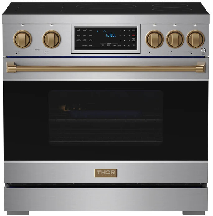 Thor Kitchen RSI36BRZ 36 Inch Professional Induction Range With Tilt Panel Touch Control In Stainless Steel And Bronze Gordon Ramsay Series