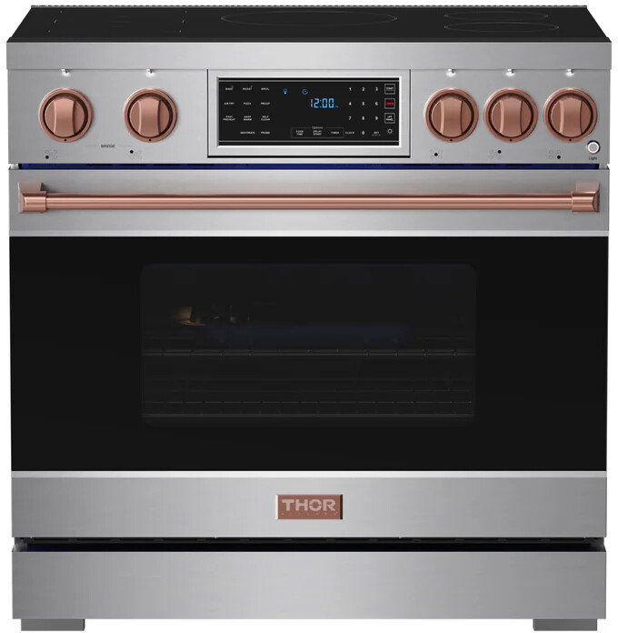 Thor Kitchen RSI36RSG 36 Inch Professional Induction Range With Tilt Panel Touch Control In Stainless Steel And Rose Gold Gordon Ramsay Series