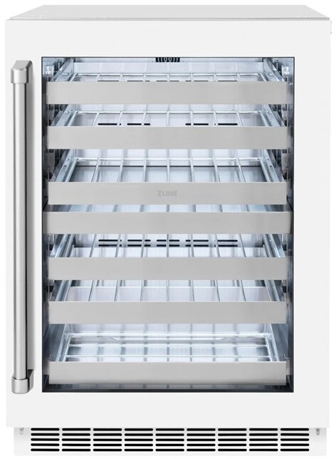 ZLINE RWDOWM24 24 inch Touchstone Series Built-In Outdoor Dual Zone Wine Cooler with 44 Bottle Capacity and LED Lighting (White Matte)