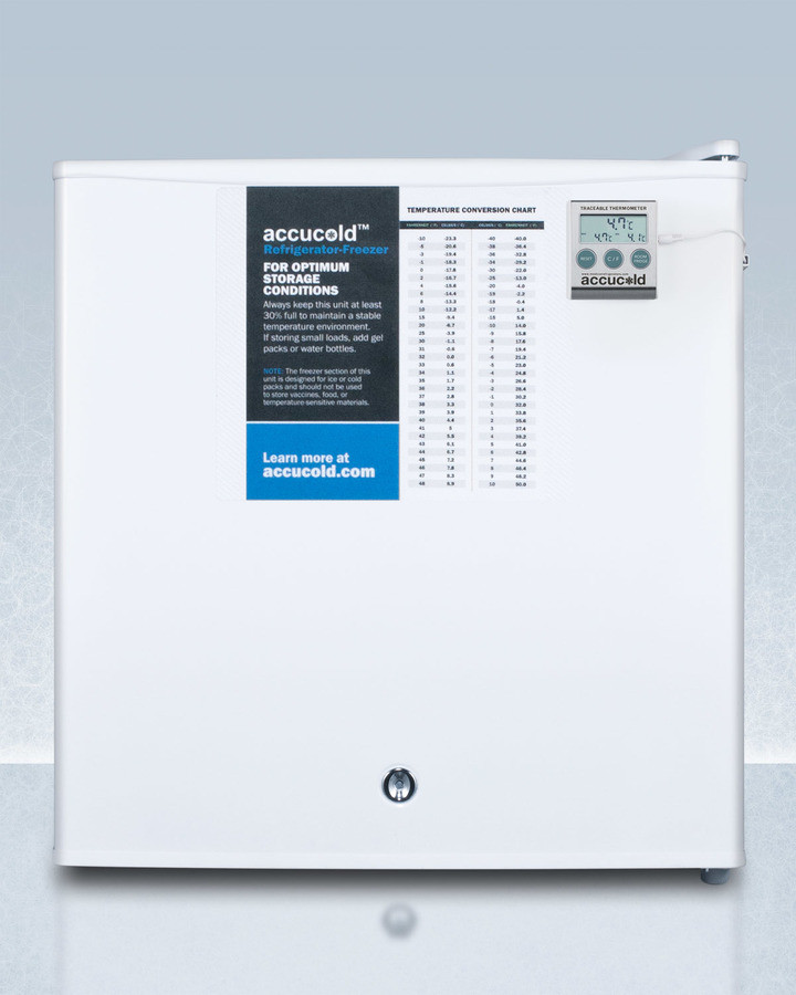 Summit S19LWHPLUS2 Compact Refrigerator-Freezer - 1.7 Cu.Ft. Capacity, Nist Calibrated Thermometer, Hospital Grade Cord, Front-Mounted Lock, Manual