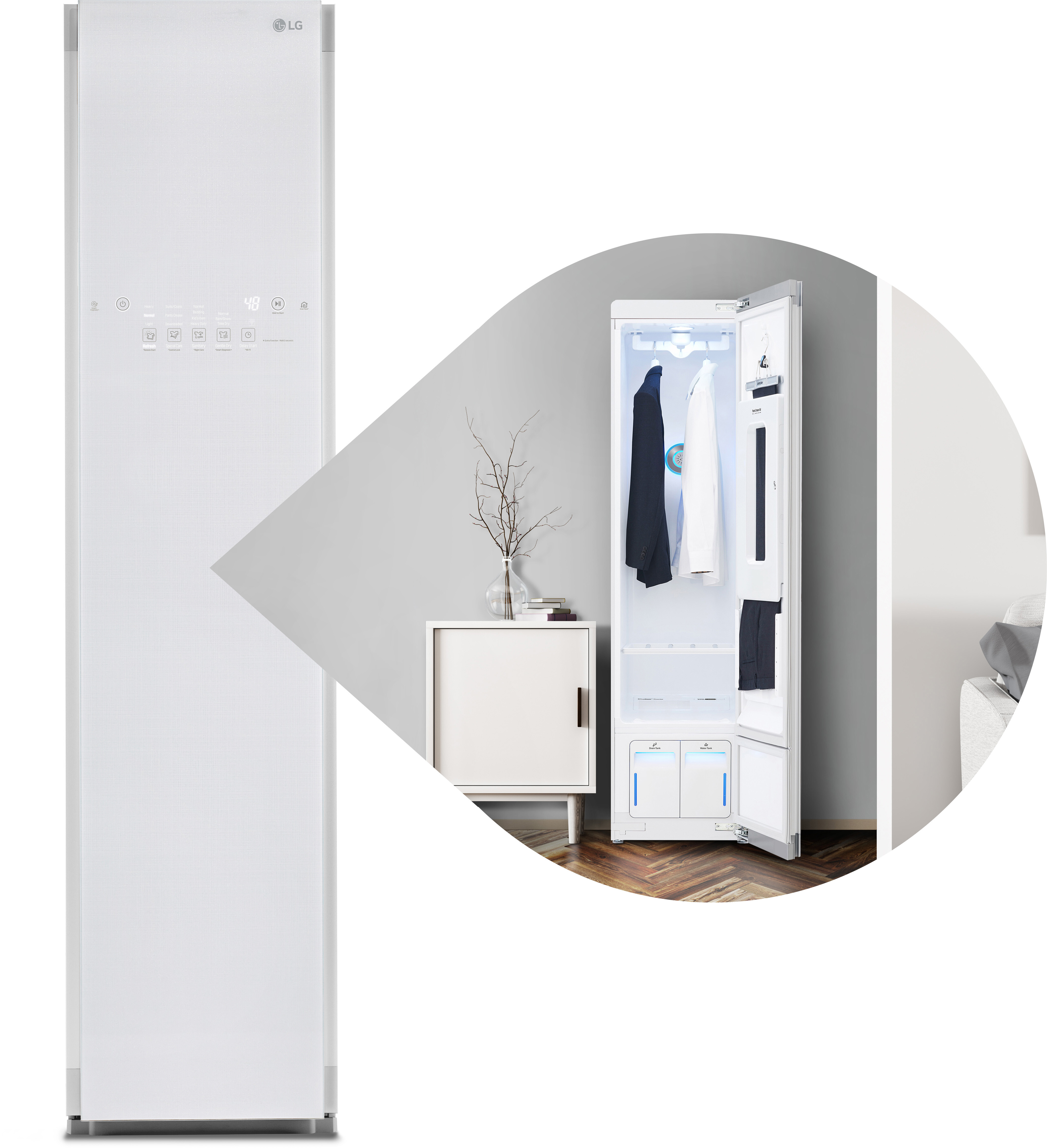 LG S3WFBN 18 inch Styler Smart Steam Closet, 3 hangers + 1 pants hanger Capacity, Wi-Fi Enabled, TrueSteam Technology and Exclusive Moving Hangers (White)