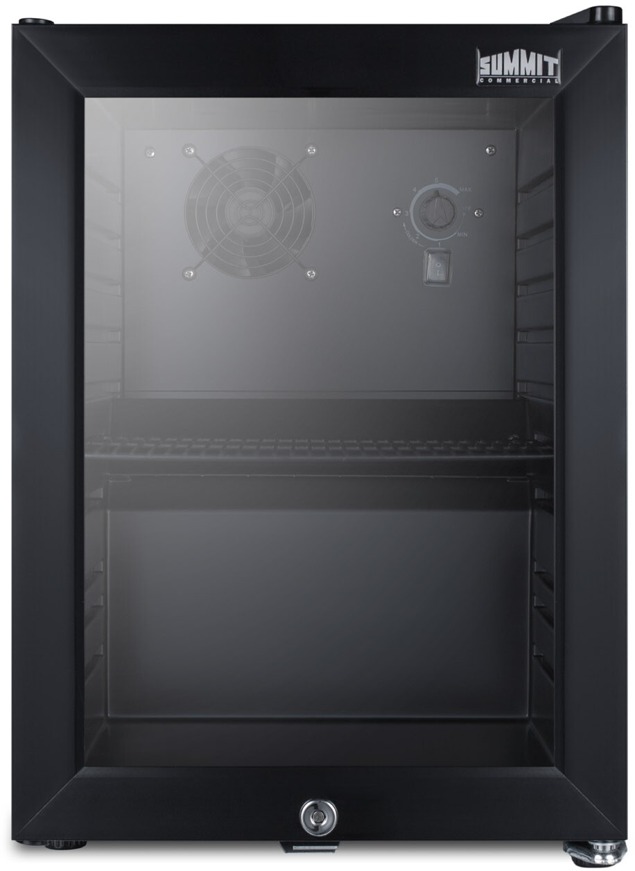 Summit SCR114L Compact Display Refrigerator - ETL-S Listed, UL-471, Automatic Defrost, Jet Black Finish, Commercial Use