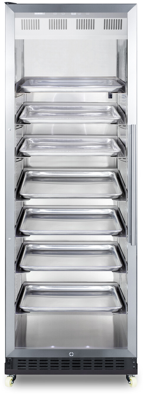 Summit SCR1401LHRI 24" Wide Mini Reach-In Beverage Center With Dolly - Stainless Steel Interior, Digital Thermostat, Recessed LED Lighting, True
