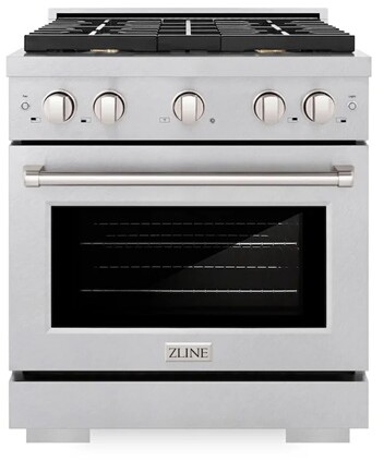 ZLINE SGRSBR30 30 inch Paramount Series Gas Range with 4 Brass Burners, 4.2 cu. ft. Capacity Oven, Convection Cooking and Italian-Made Auto-Reignition Burners (Satin Stainless Steel)