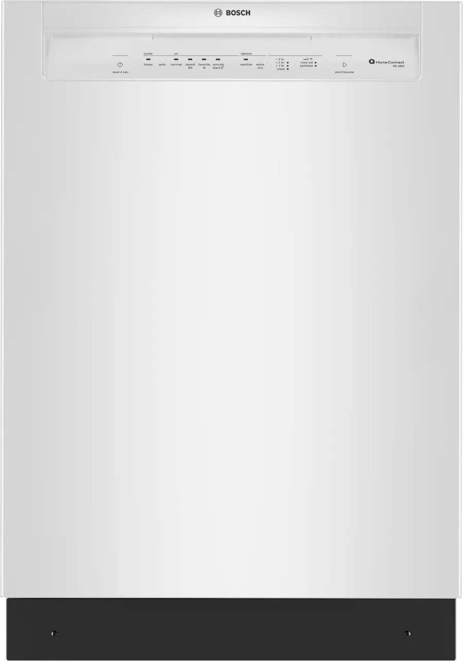 Bosch SHE43DM2N 24 inch 300 Series Smart Recessed Handle Dishwasher with 12 Place Settings, Standard 3rd Rack, and PrecisionWash (White)