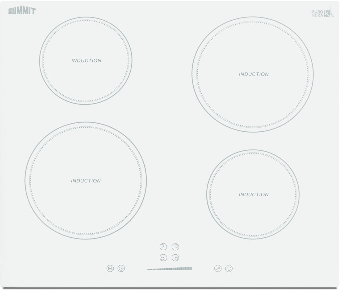 Summit SINC4B242W 24 inch Induction Cooktop with 4 Elements, EuroKera Glass Surface, Timer Function, Child Lock and ADA Compliant (White)