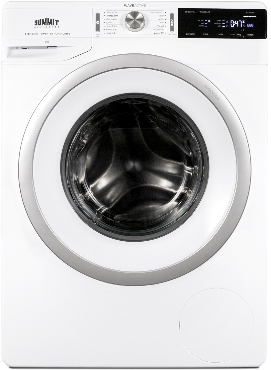 Summit SLW241W 24 inch Compact Front Load Washer with 2.3 cu. ft. Capacity, Stainless Steel Drum, 14 Wash Settings, ENERGY STAR Certified, and Delay Start Option in White
