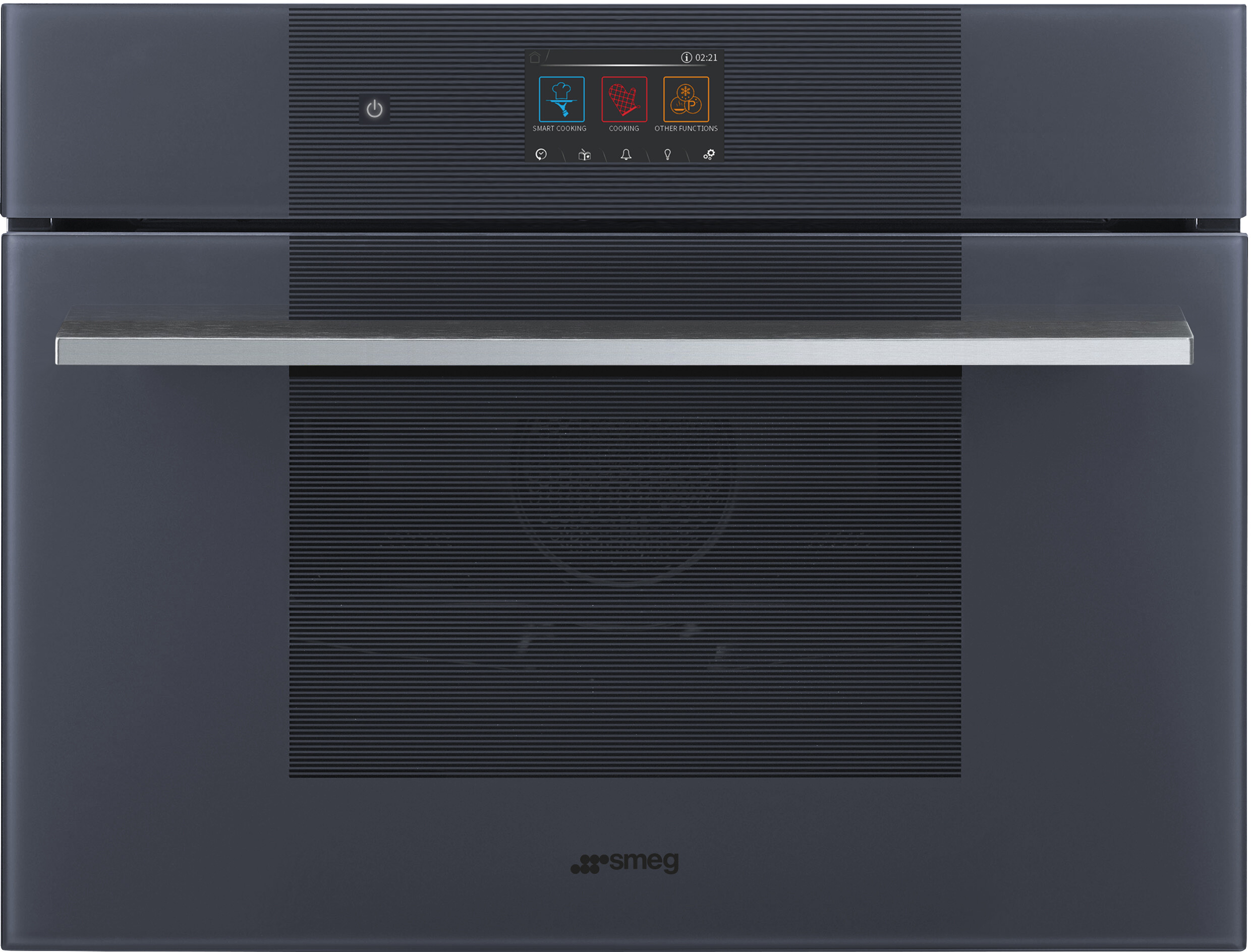 Smeg SOCU2104MCG 24 inch Linea Combi-Microwave Wall Oven with 1.41 cu. ft. Capacity, Vapor Clean, True European Convection and Touch Controls, in Neptune Grey