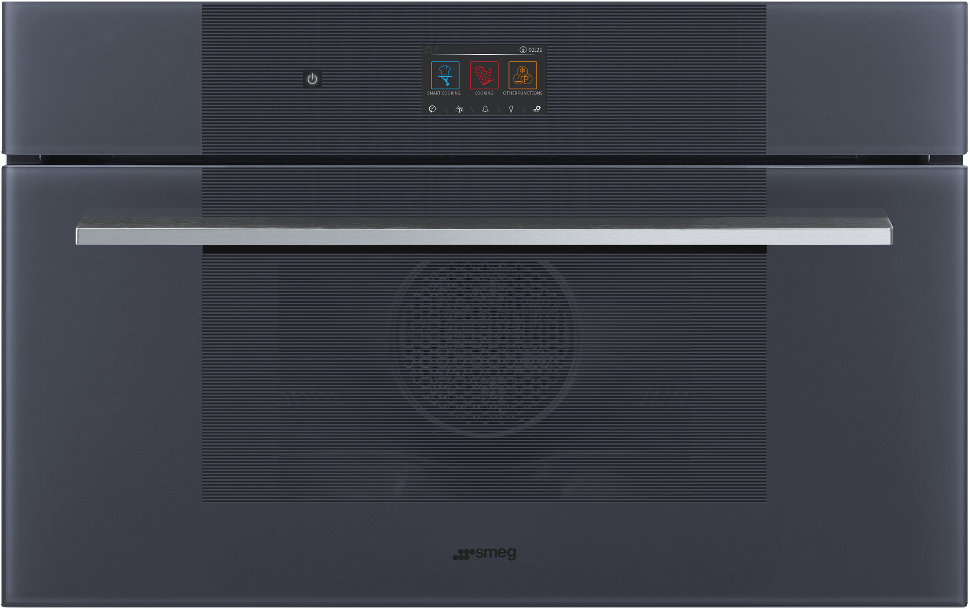 Smeg SOCU3104MCG 30 inch Linea Combi-Microwave Wall Oven with 1.41 cu. ft. Capacity, Vapor Clean, True European Convection and Touch Controls, in Neptune Grey