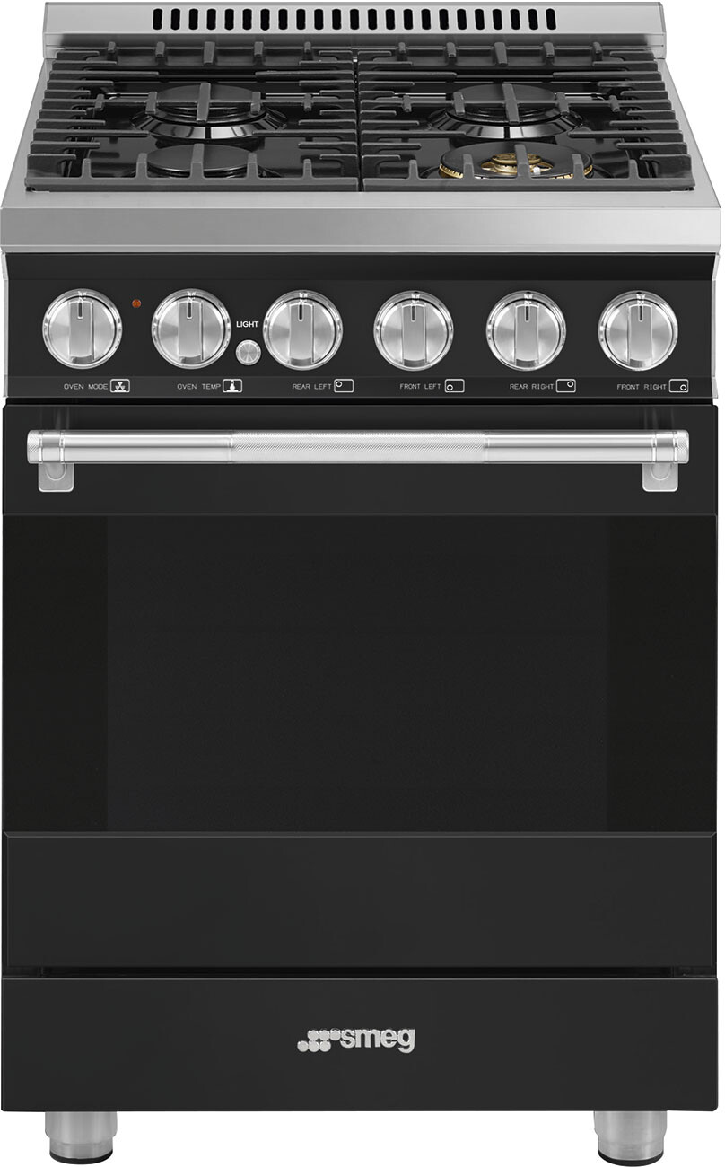 Smeg SPR24UGGAN 24 inch Professional Series Freestanding Gas Range with 4 Sealed Burners, 2.79 cu. ft. Capacity, SoftClose Oven Door, EverClean Enamel Oven Cavity (Anthracite)