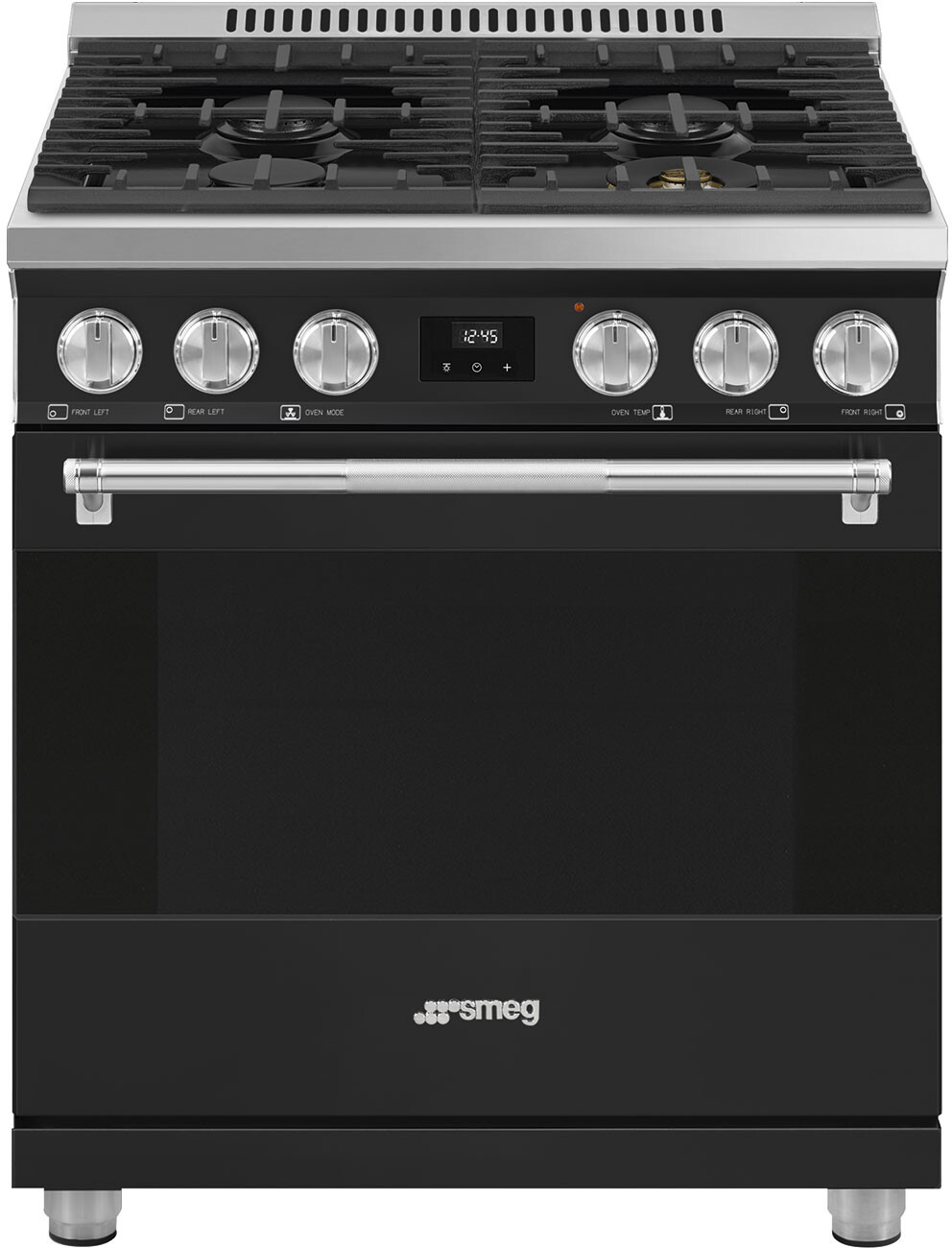 Smeg SPR30UGGAN 30 inch Professional Series Freestanding Gas Range with 4 Sealed Burners, SoftClose Oven Door, EverClean Enamel Oven Cavity (Matte Black)