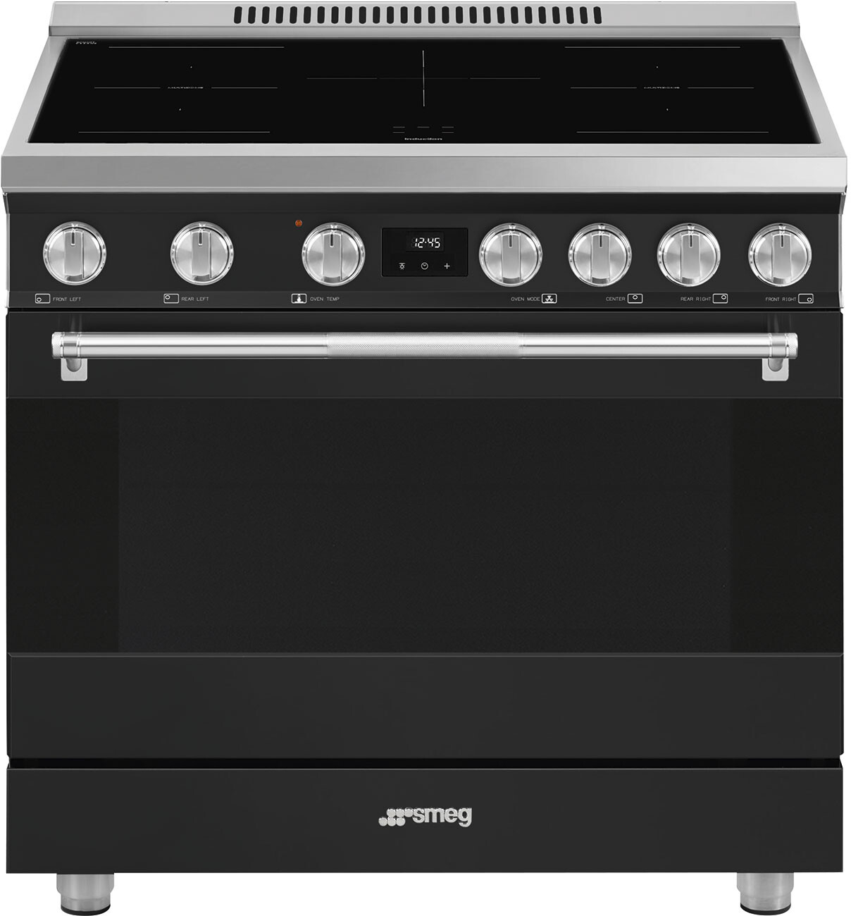 Smeg SPR36UIMAN 36 inch Professional Series Induction Range with 5 Elements, 4.45 cu. ft. Oven Capacity, SoftClose Oven Door, VaporClean (Matte Black)