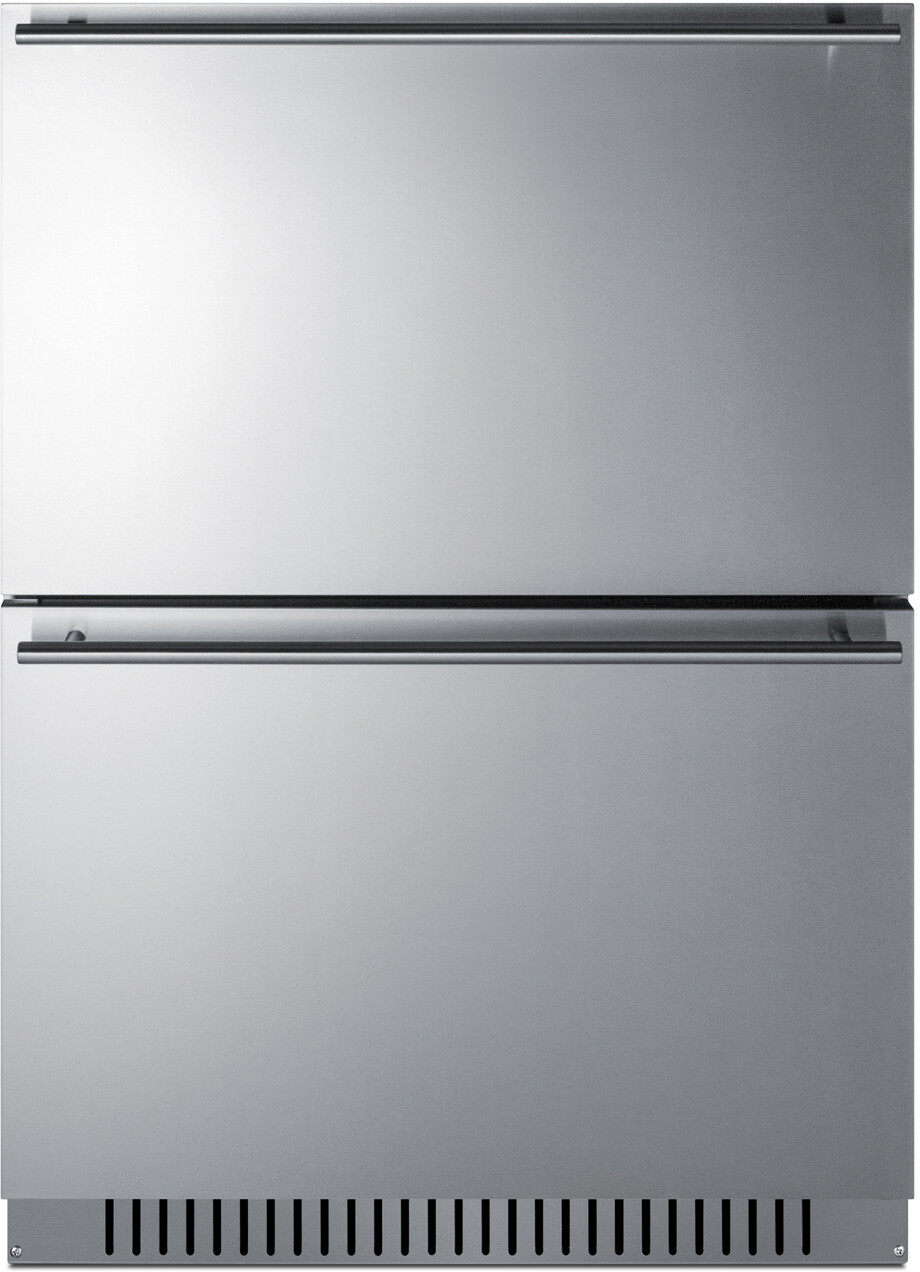 Summit SPR627OS2D 24 inch Outdoor 2-Drawer Refrigerator with 4.26 cu. ft. Capacity, Digital Thermostat, LED Lighting and Sabbath Mode in Stainless Steel