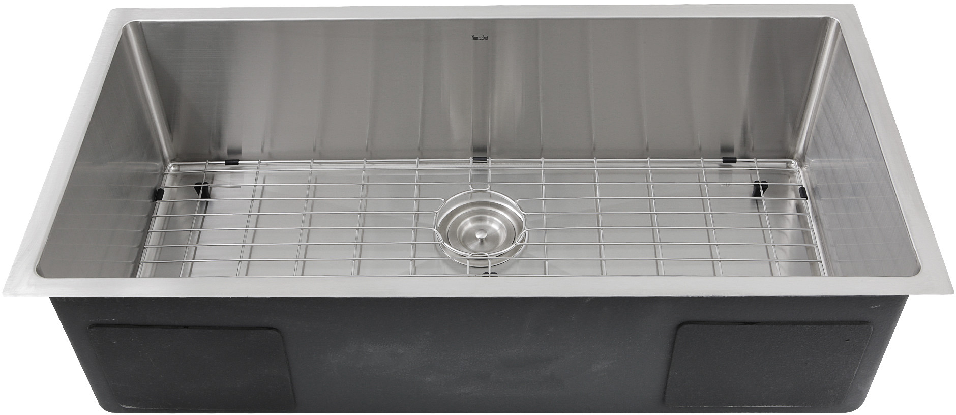 36In. Large Rectangle Single Bowl Undermount Small Radius Corners Stainless Steel Kitchen Sink