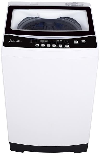 Avanti STW30D0W 24 Inch Top Load Washing Machine with 3.0 cu. ft. Capacity, Temperature Setting, Auto-Power, 6 Wash Cycles, Soft-Close Lid in White