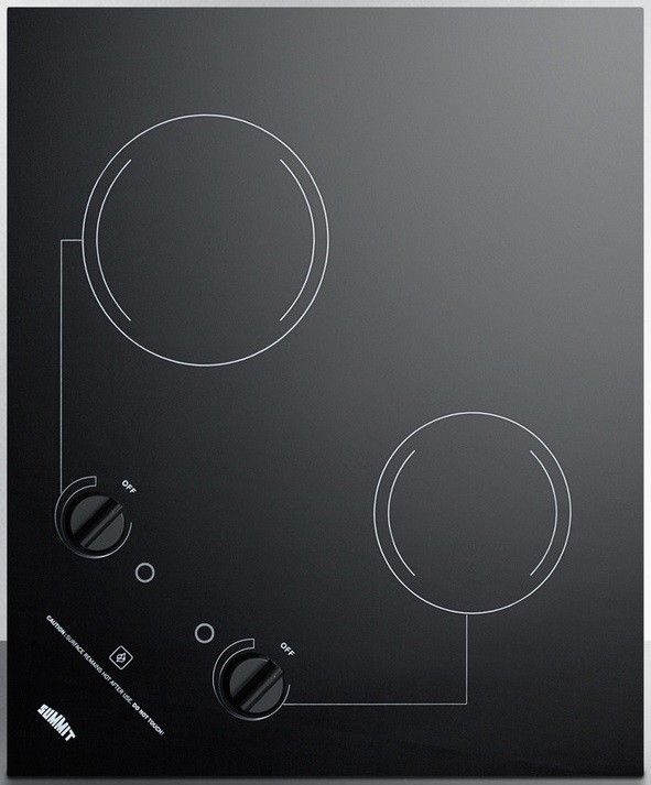 Summit CR2B121 2-Burner 120V Electric Cooktop - Ceramic Black Glass Surface, Portrait Or Landscape Installation