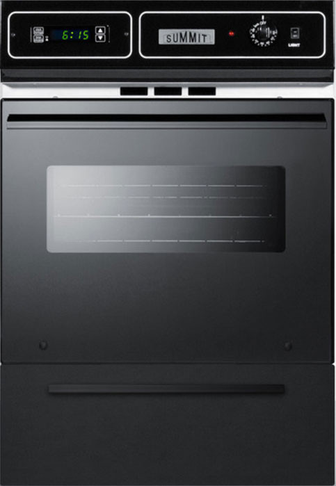 Summit TEM721DK 24 inch Single Electric Wall Oven with 2.92 cu. ft. Capacity, Storage Drawer, Oven Window, Clock with Timer, and Interior Oven Light (Black Glass)