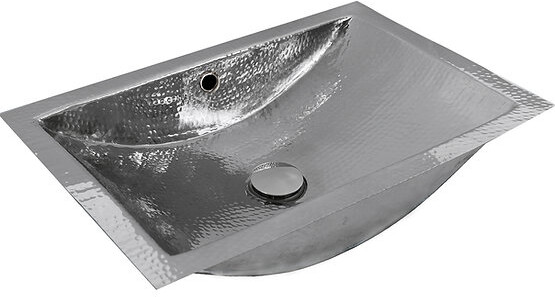 Hammered Stainless Steel Rectangle Undermount Bathroom Sink with Overflow